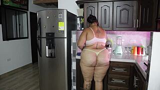 hijastro spies madrastra in kitchen daddy domination gone wrong