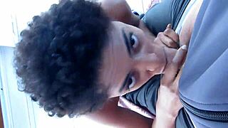 ebony slut, you gonna swallow this cock on the balcony pov?