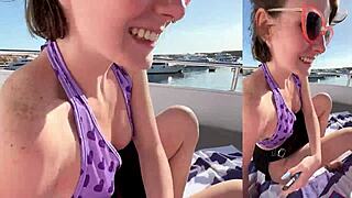 couple's yacht creampie romp with big cock tight pussy outdoor