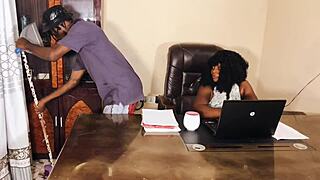 innocent office cleaner spreads for boss's free oiled fuck