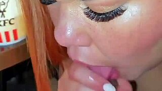 i begged my stepdaughter for a public kfc blowjob then came on her face