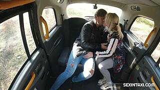 sexy blonde czech widow rides cock hard in back of taxi