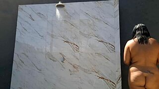 after creampie she showered naked for neighbors to see