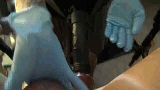 nurse fists patient deep while kicking balls and spanking hard in hospital room