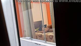 Mexican nurse Miranda rides lover with windows wide open, spying on her tits?