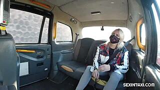 sexy blonde czech widow rides cock hard in back of taxi