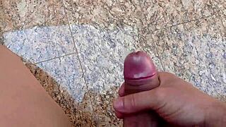 brazilian dude jerks huge load in garage wants you to swallow