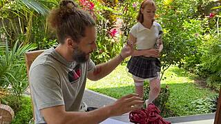 wanna see this tied-up blonde teen devour my throbbing cock? 😈