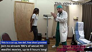 solana spreads shaved pussy in first gyno fetish exam