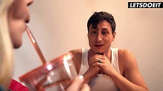 blonde teen missy luv takes big dick deep in her shaved pussy at hostel