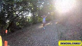 Alexis crystals chases cock flashing huge tits outdoors 🌳💦