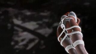 redhead bound in lingerie vibes to bondage orgasm nightmare