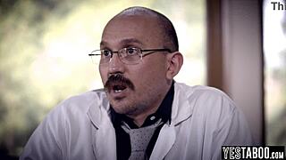 Pervert doctor watches petite asian milf fuck patient hard