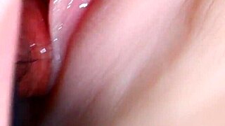 her shaved pussy lubed up close for double toy penetration fuck doll style