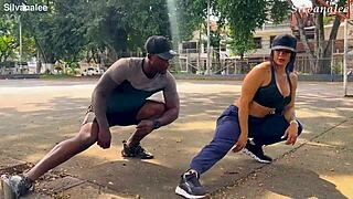 wanna see busty colombian milf's big pussy wrecked by bbc trainer outdoors?