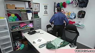 pervy old mall cop catches skinny blonde shoplifter for rough fuck?