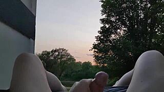 mature solo handjob on big cock leads to riverview orgasm 💦