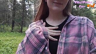 ever flashed your cute petite tits nude in a risky forest jerk-off show?