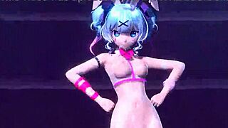 Hatsune Miku strips bunny costume bares big tits ass nude mod