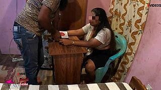 Horny Indian Milf Teacher Facefucked On Desk By Student Cock!