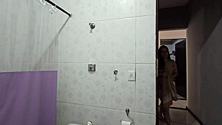 Stepdaughter catches stepdad showering then begs for creampie orgasms