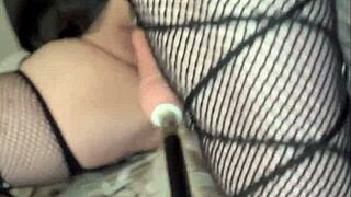 curvy brunette squirts hard before big natural tits anal pounding