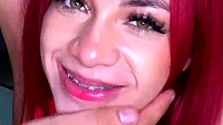 Beautiful redhead Kaeelen Garcia submissive slave roughed by Brian Evansx