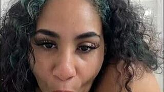 Latina Fucks Pretty Shaved Pussy with Dildo for Client