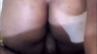 Curvy ebony babe rides big cock doggy bedroom spanking kiss