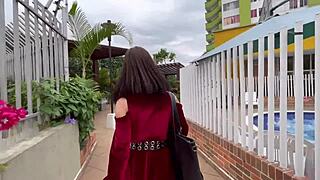 katty sucks cock then takes anal pounding in public bucaramanga parking lot