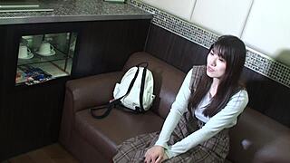 Japanese cutie screams licking wet pussy in moaning orgasm.