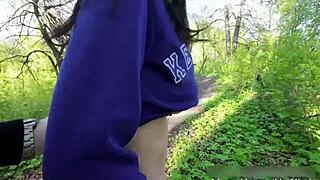 i fucked this hottie deep in the forest... cum everywhere on her fake tits!!