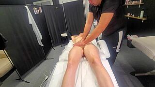 male masseur turns sexy lady's massage into rough pussy riding squirting orgasm