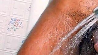 small hairy black cock pisses outdoor then indoor in public