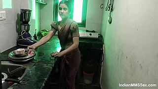 indian wifey bent over kitchen counter for rough doggy cumshot!!