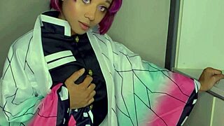 Amari Gold toys her gaping ass in sexy Shinobu Demon Slayer cosplay