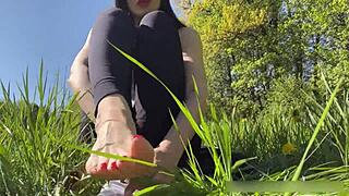 i fucked this hottie deep in the forest... cum everywhere on her fake tits!!