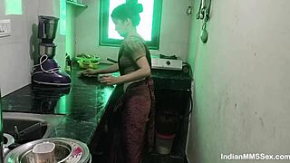 indian wifey bent over kitchen counter for rough doggy cumshot!!