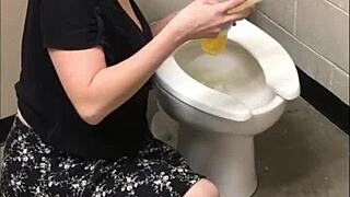 pretty babe pees wildly showing off her hot steamy ass!