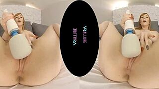 wanna see this fiery redhead milf vibe her shaved tits with dildo?