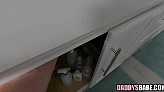 Naughty stepdaughter spanked shaved pussy punished daddy garage toys