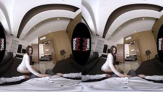 brunette with big ass and tits gives pov blowjob on shaved pussy