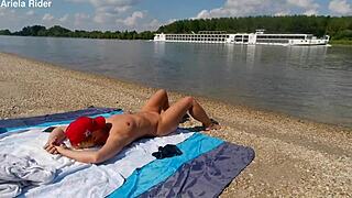 Ariela Rider rides naked public on Danube bank?