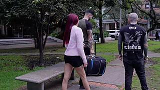 two neighbors drop by to chat with hot latina felipe skull over some fun