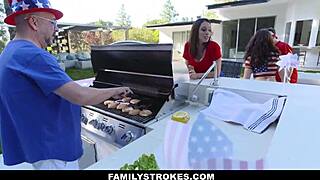 Stepdad Teaches Teen Stepdaughter Hardcore Fourth Of July!