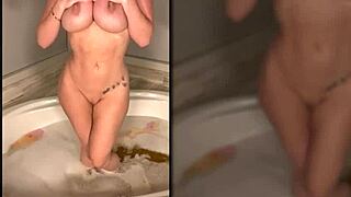 damn sophie dee looks hot stripping in bath fingering big tits