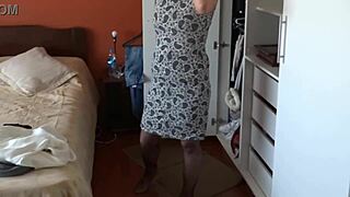 i lift my dress for stepson to jerk off and cum on my big pussy