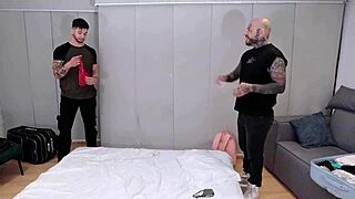 two neighbors drop by to chat with hot latina felipe skull over some fun