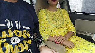 desi saara rides dick hard first time in public car