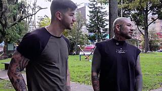 two neighbors drop by to chat with hot latina felipe skull over some fun